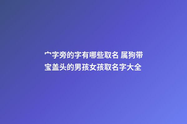 宀字旁的字有哪些取名 属狗带宝盖头的男孩女孩取名字大全